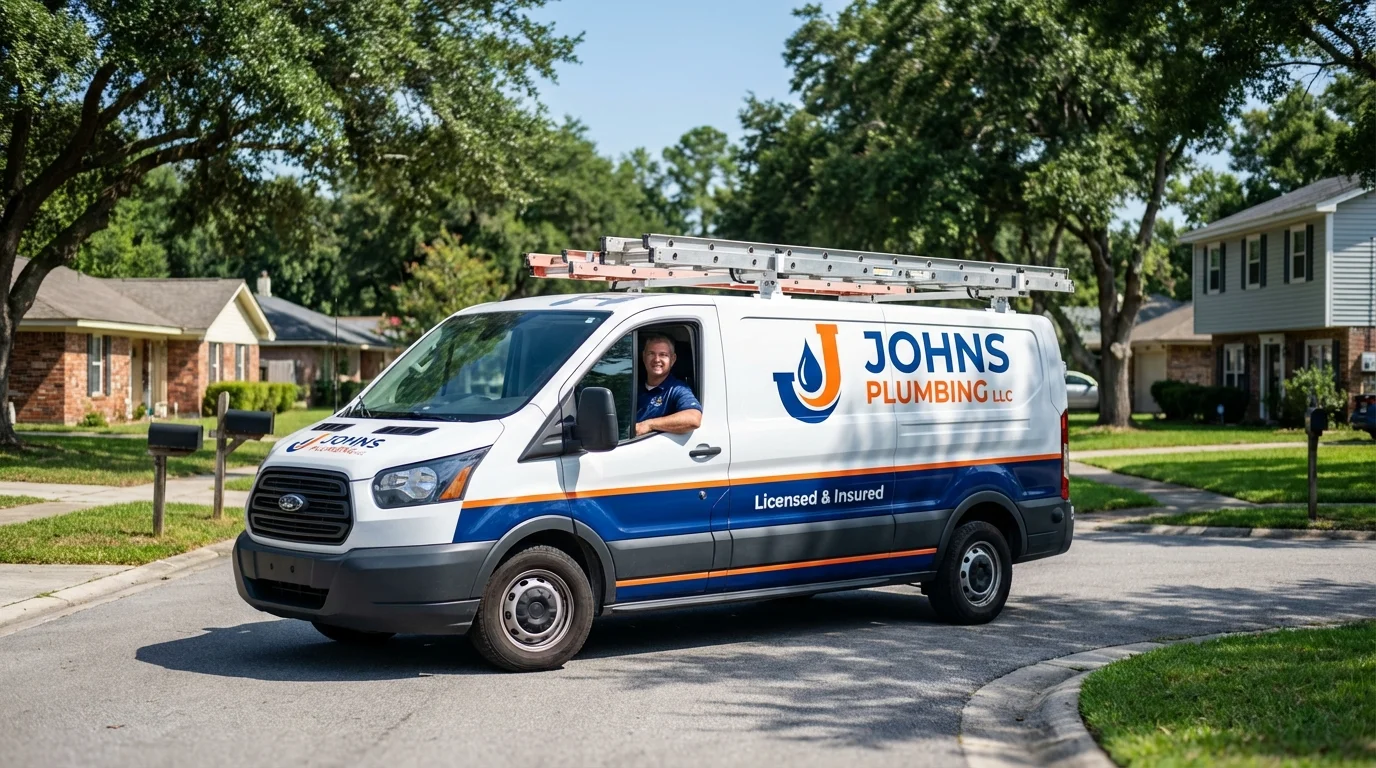 Johns Plumbing LLC service van in Emporia, VA